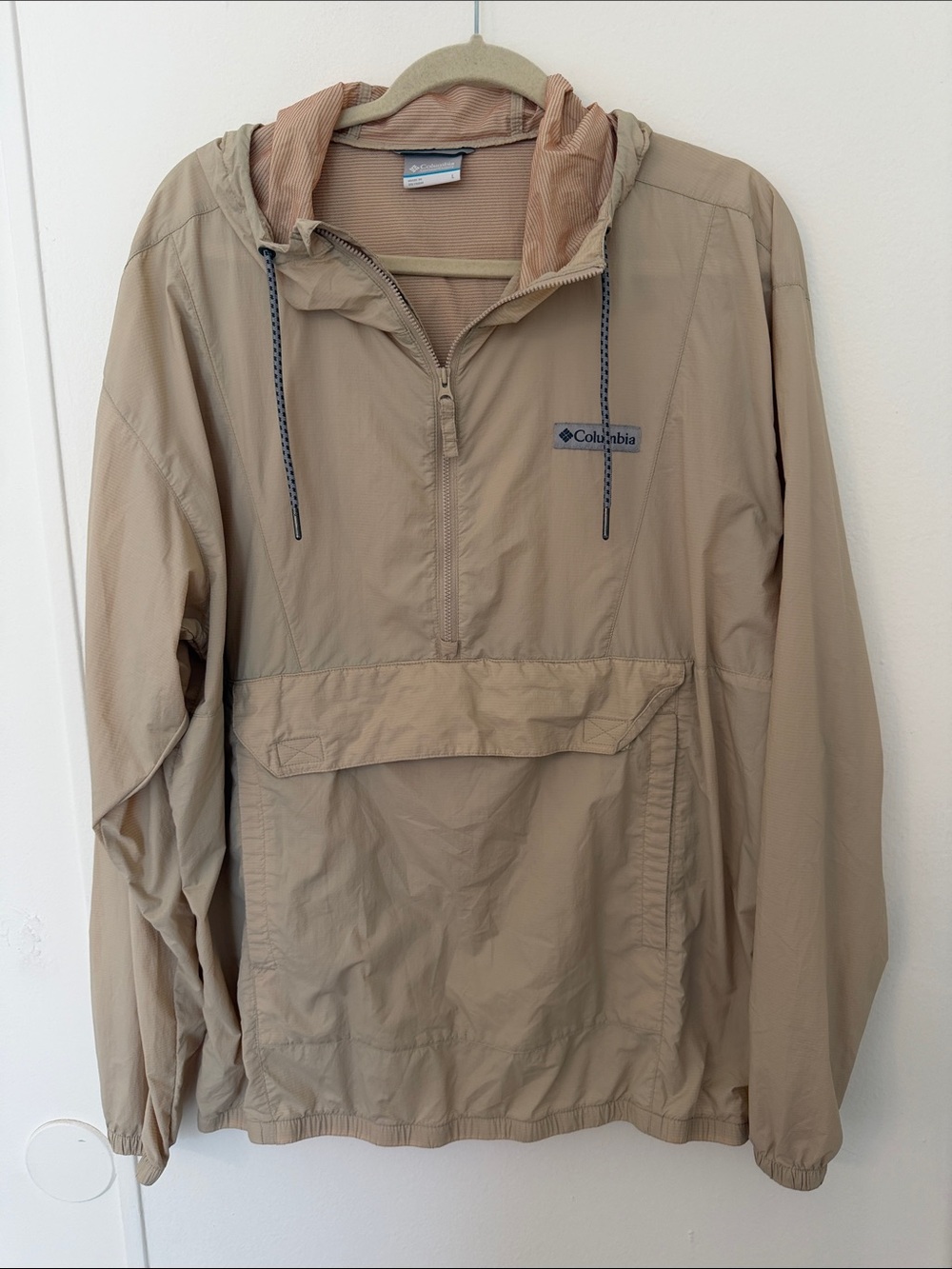 Columbia Lightweight Anorak Windbreaker Khaki Hooded L
